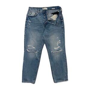 Zara Womens Size US 10 Jeans Bliss straight Stretch Distressed Fly Button Denim